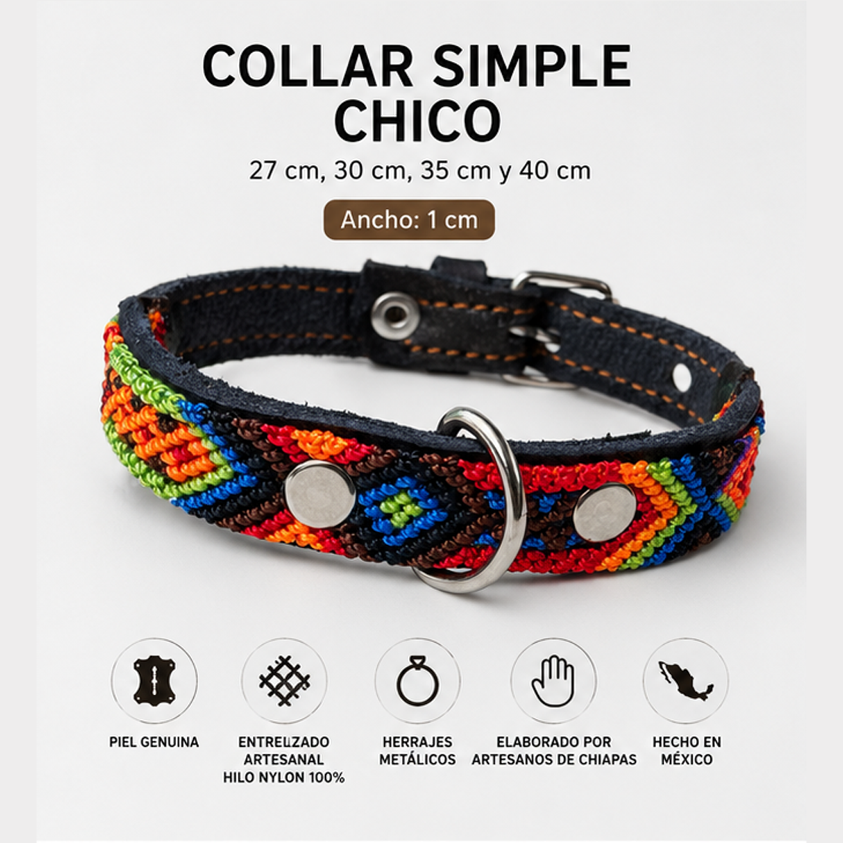 Collar para Perro Artesanal Simple 1 cm de ancho - Image 5