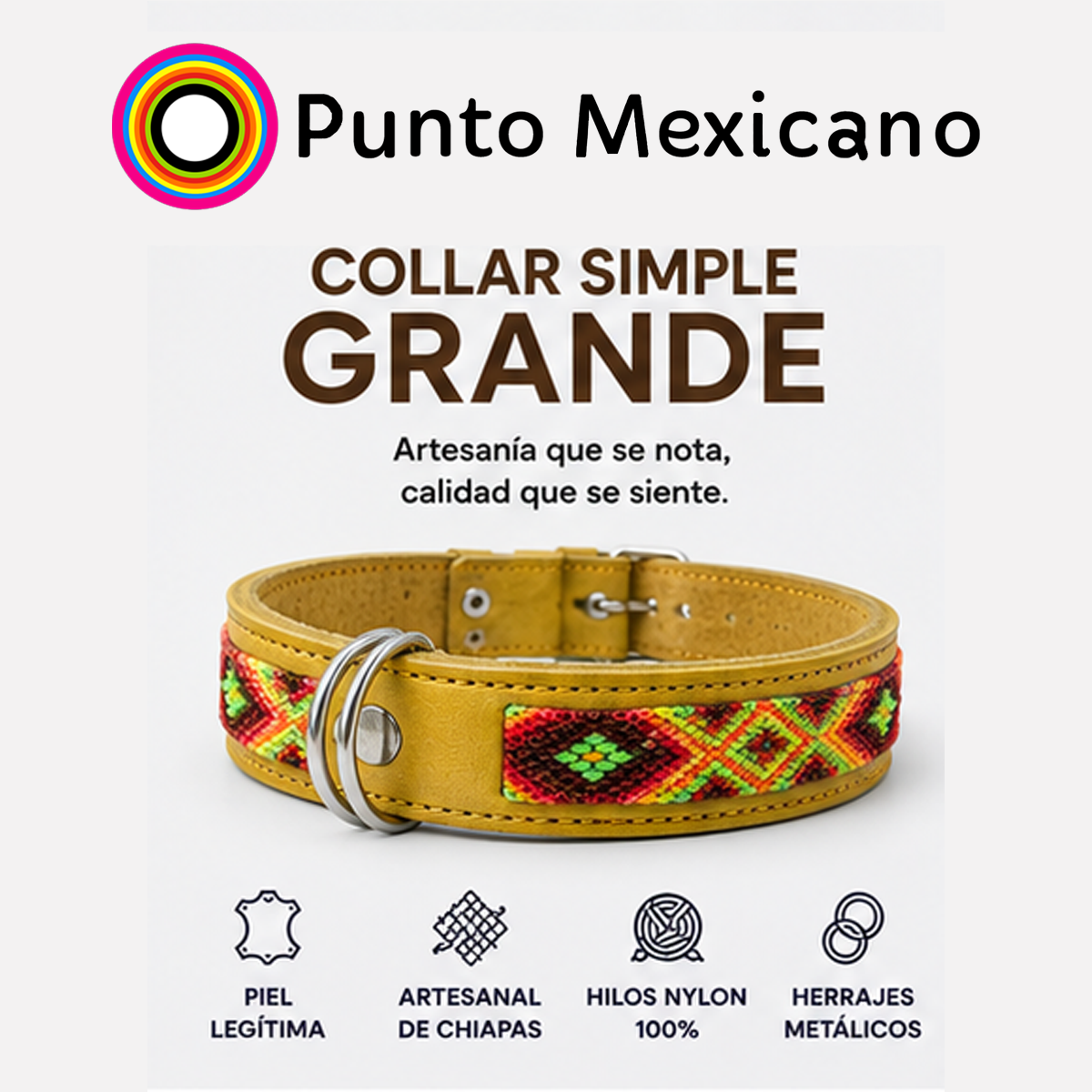 Collar para Perro Artesanal Simple 3.5 cm de ancho - Image 2