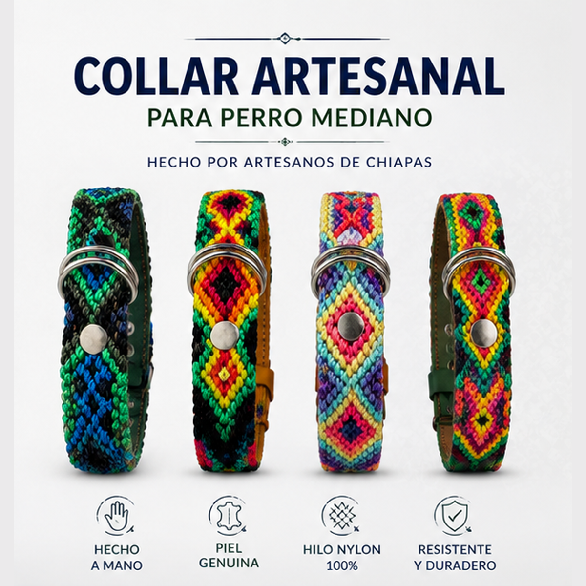 Collar para Perro Artesanal Corrido 2.5 cm de ancho - Image 3