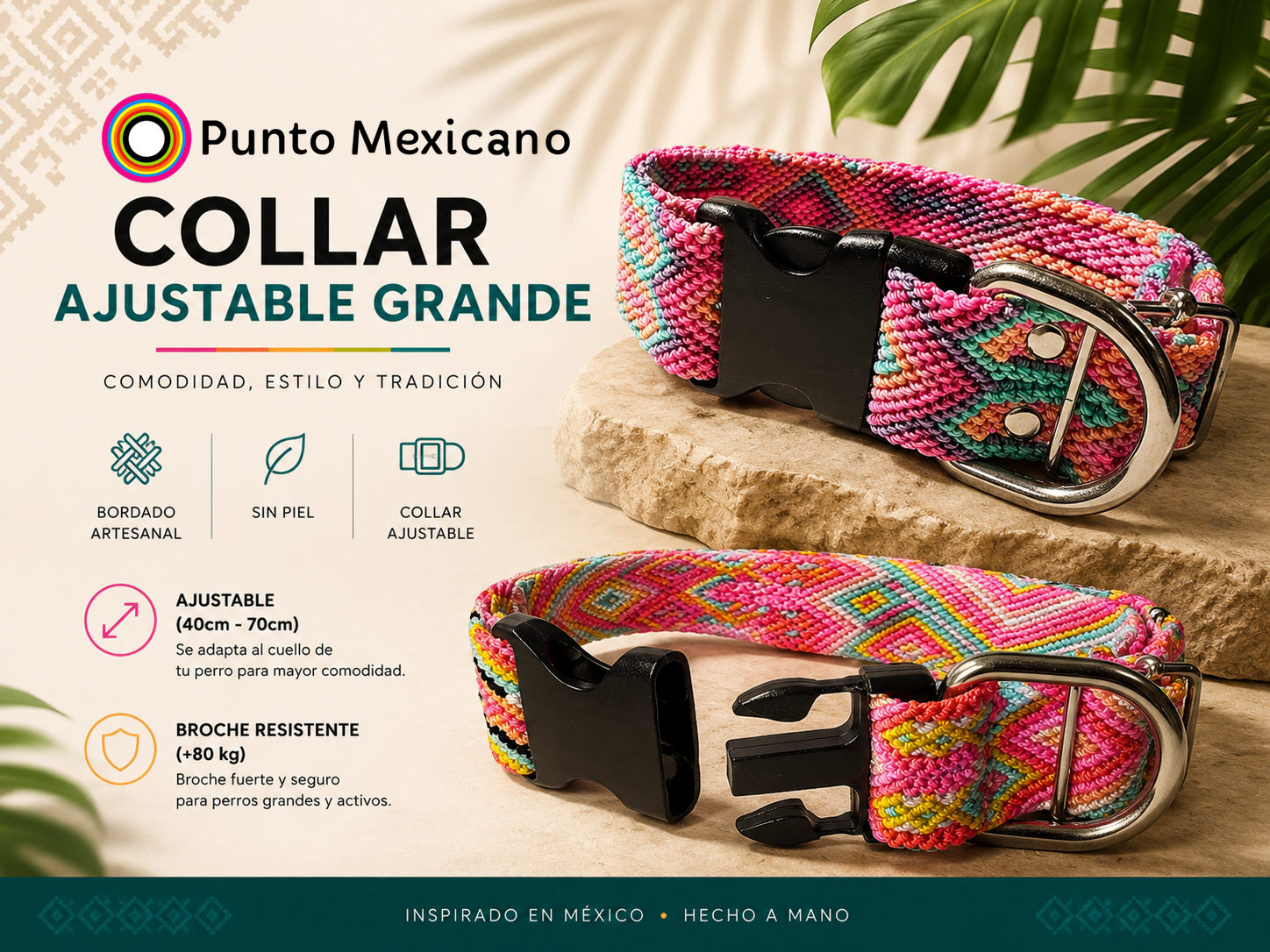 Collar para Perro Artesanal Ajustable Grande - Image 2